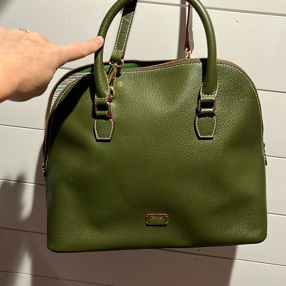 Frances Valentine leather olive green handbag with long strap included